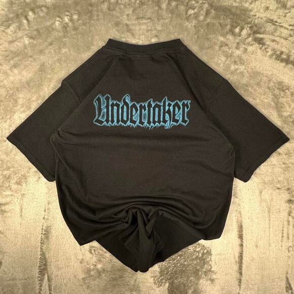Rare Vintage Black The Undertaker WWE Double-sided Big Print Wrestling T-shirt S - Picture 2 of 5